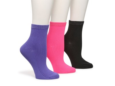 Женские носки-полукруглые носки с блестками — 3 шт., черный/розовый/фиолетовый Mix No. 6