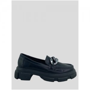 Лоферы женские туфли из экокожи на объемной высокой платформе с каблуком крупной цепью спереди (4836) Цвет: Черный. Размер: 37 HAVIN. Цвет: черный