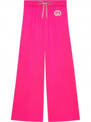 Укороченные спортивные брюки с логотипом Interlocking G Gucci. Цвет: розовый
