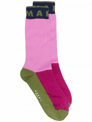 Носки в стиле колор-блок с логотипом Marni. Цвет: розовый