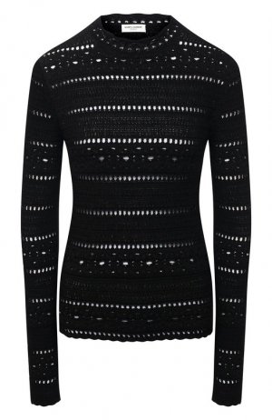 Хлопковый пуловер Saint Laurent. Цвет: чёрный