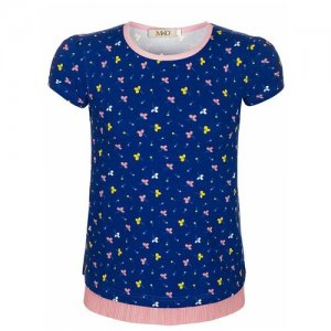 Блузка для девочки , цветочный узор, размер 116 M&D. Цвет: синий