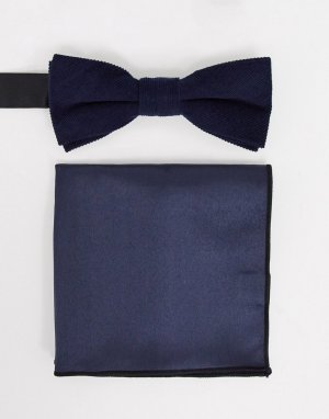 Галстук-бабочка и платок для нагрудного кармана темно-синего цвета -Темно-синий Only & Sons