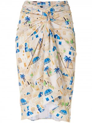 Пляжная юбка Orixa с принтом Lygia & Nanny. Цвет: бежевый