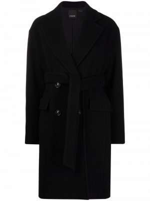 Двубортное пальто PINKO. Цвет: черный