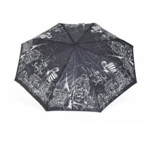 Мини-зонт, черный, белый RAINDROPS. Цвет: черный/белый
