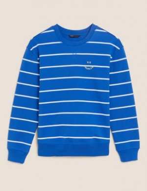 Cotton Rich Striped Crew Neck Sweatshirt, Marks&Spencer Marks & Spencer. Цвет: синий микс