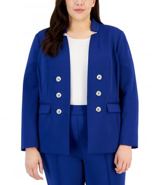 Искусственный двубортный пиджак больших размеров с понте Tahari ASL, синий Asl
