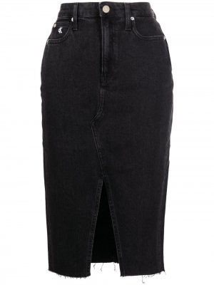 Джинсовая юбка с завышенной талией Calvin Klein Jeans. Цвет: черный