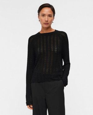 Женский свитер с круглым вырезом , черный Object. Цвет: черный