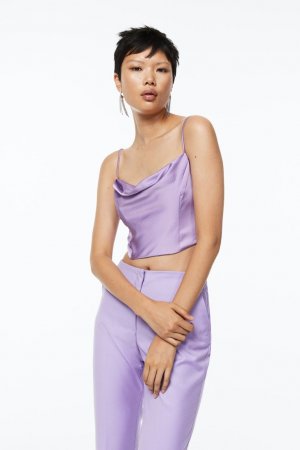 Атласный корсет , светло-фиолетовый H&M
