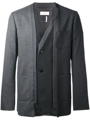 Пиджак с контрастными вставками Facetasm. Цвет: серый