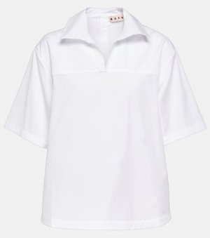 Рубашка поло из хлопкового поплина MARNI, белый Marni