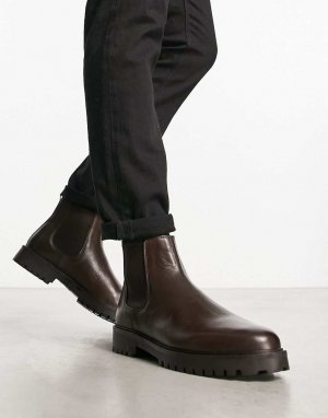 Коричневые кожаные ботинки челси на массивной подошве Sean WALK LONDON