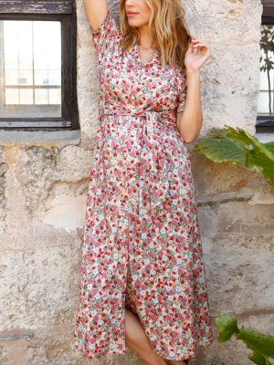 Платье для беременных Sienna Wildflower с цветочным принтом LENZING ECOVERO, розовое Isabella Oliver