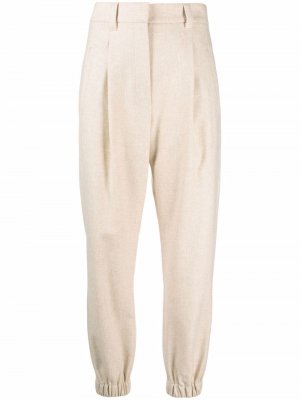 Зауженные брюки с завышенной талией Brunello Cucinelli. Цвет: бежевый