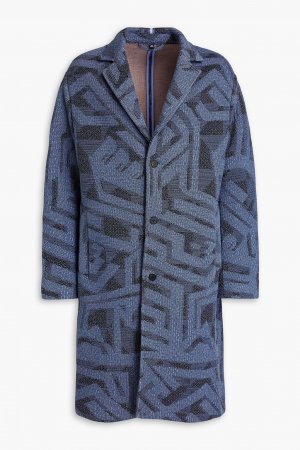 Жаккардовое пальто с аппликациями MCQ ALEXANDER MCQUEEN, индиго McQueen