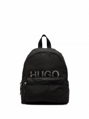 Рюкзак из переработанного полиэстера с логотипом HUGO. Цвет: черный