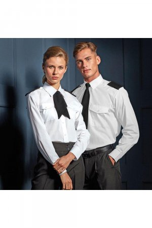 Простая рабочая рубашка с длинными рукавами-пилотами , белый Premier