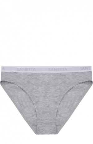 Топ с логотипом бренда Sanetta. Цвет: серый