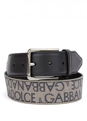 Коричневый мужской жаккардовый ремень с логотипом Dolce&Gabbana