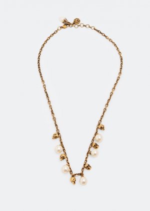 Ожерелье ALEXANDER MCQUEEN Pearly skull necklace, золотой