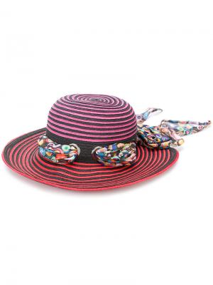 Солнцезащитная шляпа в полоску с лентой Missoni. Цвет: розовый и фиолетовый