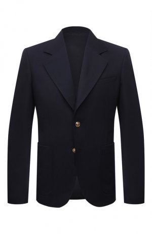 Шерстяной пиджак Versace. Цвет: синий