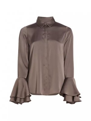 Атласная блузка Selma на пуговицах спереди , цвет dark truffle Derek Lam 10 Crosby