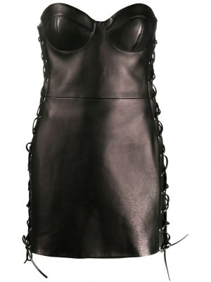 Короткое платье со шнуровкой Versace. Цвет: черный