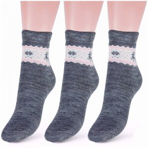 Комплект из 3 пар детских полушерстяных носков (Орудьевский трикотаж) серые, размер 20-22 RuSocks. Цвет: серый