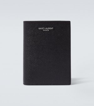Кожаный кошелек с логотипом , черный Saint Laurent