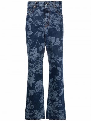 Расклешенные джинсы с цветочным принтом MSGM. Цвет: синий