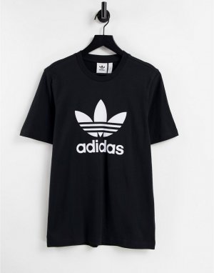 Черная футболка с большим логотипом adicolor-Черный цвет adidas Originals