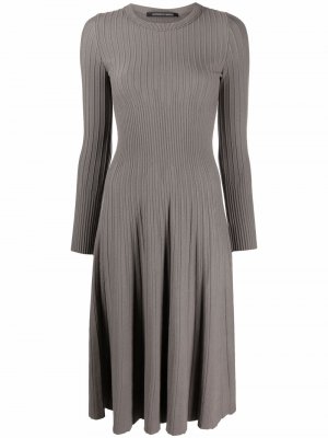 Платье в рубчик с длинными рукавами Antonino Valenti. Цвет: серый