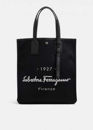 Сумка-тоут FERRAGAMO 1927 Signature tote bag, черный