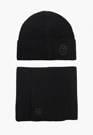 Комплект Trussardi Jeans шапка и шарф 32х160 см. Цвет: черный