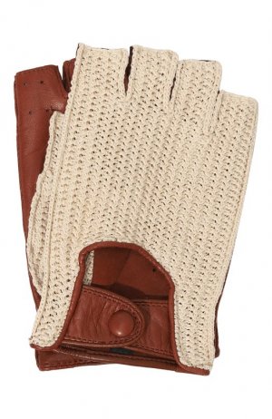 Кожаные перчатки Kiton. Цвет: бежевый
