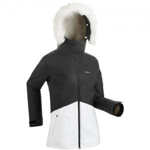 Куртка лыжная женская черно-белая 180, размер: S, цвет: Черный/Белоснежный WEDZE Х Decathlon. Цвет: черный
