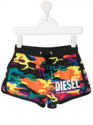 Плавки-шорты с камуфляжным принтом Diesel Kids. Цвет: черный