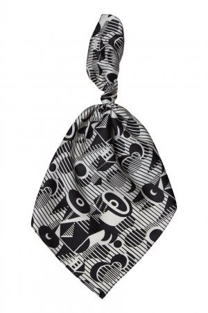 Шелковый платок с архивным принтом «Трактор» TEAM PUTIN. Цвет: черно-белый
