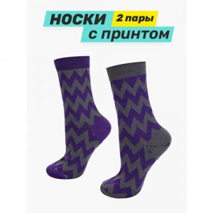 Носки , 2 пары, размер 40-44, фиолетовый, серый Big Bang Socks. Цвет: серый/фиолетовый