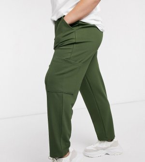 Трикотажные брюки галифе в стиле милитари с карманами ASOS DESIGN Curve-Зеленый Curve