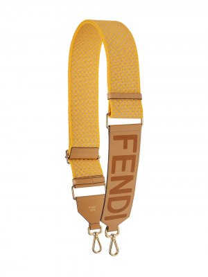 Клетчатый ремень с логотипом Fendi. Цвет: желтый