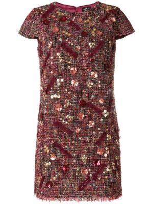 Короткое твидовое платье Elisabetta Franchi. Цвет: красный