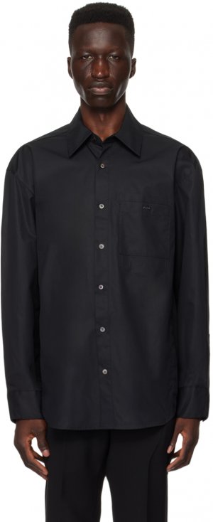 Черная рубашка с принтом Wooyoungmi