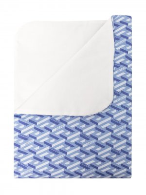 Одеяло с логотипом Versace Kids. Цвет: синий