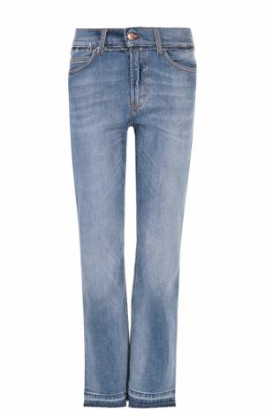 Укороченные джинсы прямого кроя с потертостями Escada Sport. Цвет: голубой
