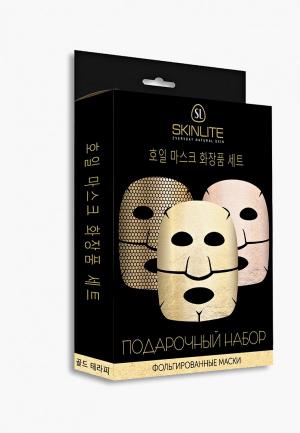 Набор масок для лица Skinlite Фольгированные маски (Золото+Розовое золото+Черное золото). Цвет: золотой