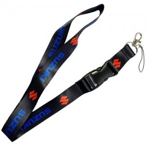 Тканевый шнурок на шею для ключей / Тканевая лента Ланьярд с карабином Mashinokom. Цвет: черный